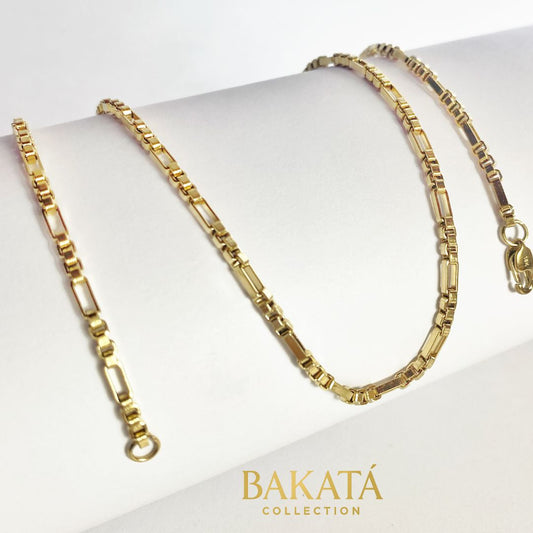 Cadena Cubos 3 mm – Oro Laminado 18K (45 cm)